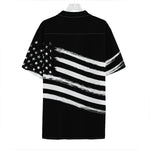 Black And White American Flag Print Hawaiian Shirt