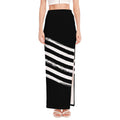Black And White American Flag Print High Slit Maxi Skirt