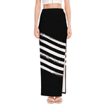 Black And White American Flag Print High Slit Maxi Skirt
