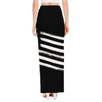 Black And White American Flag Print High Slit Maxi Skirt