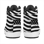 Black And White American Flag Print High Top Leather Sneakers