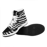 Black And White American Flag Print High Top Leather Sneakers