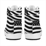 Black And White American Flag Print High Top Leather Sneakers
