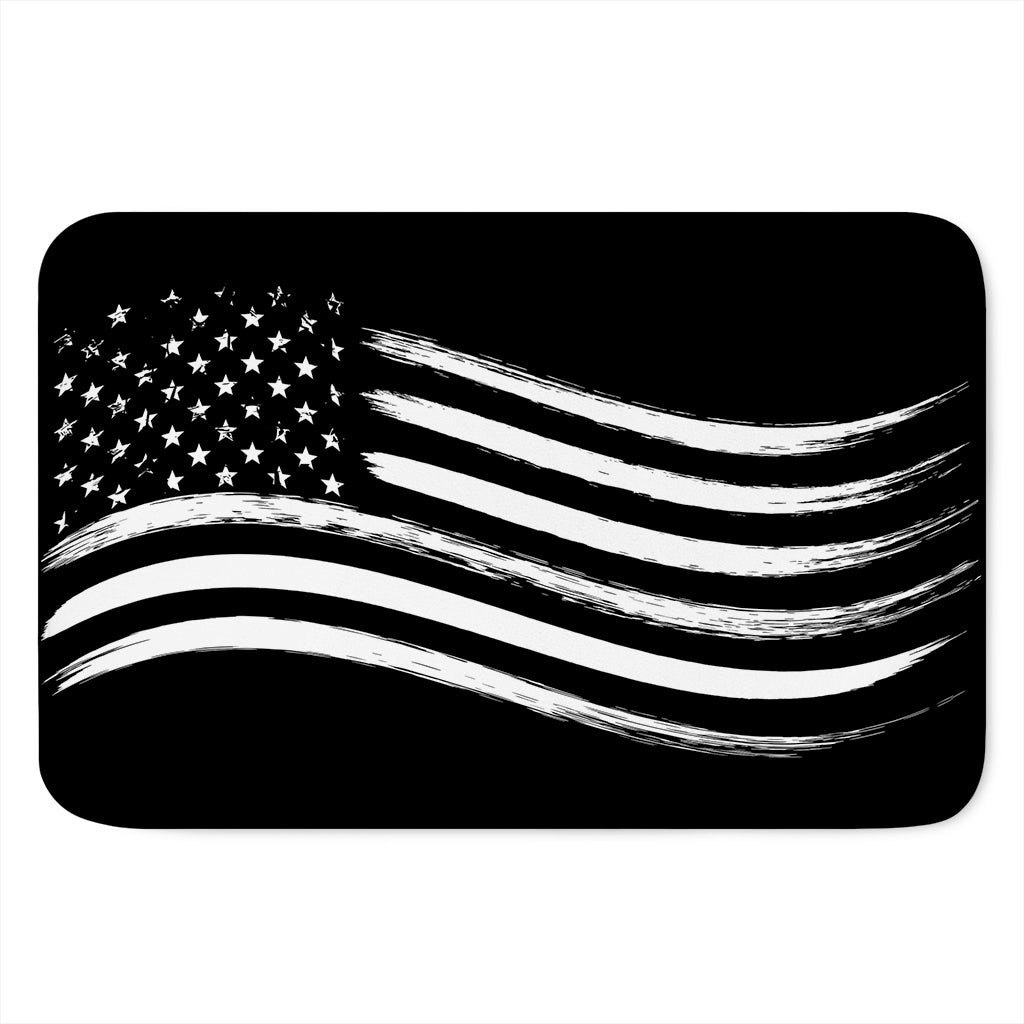 Black And White American Flag Print Indoor Door Mat