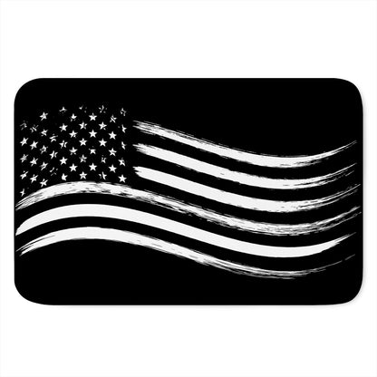 Black And White American Flag Print Indoor Door Mat