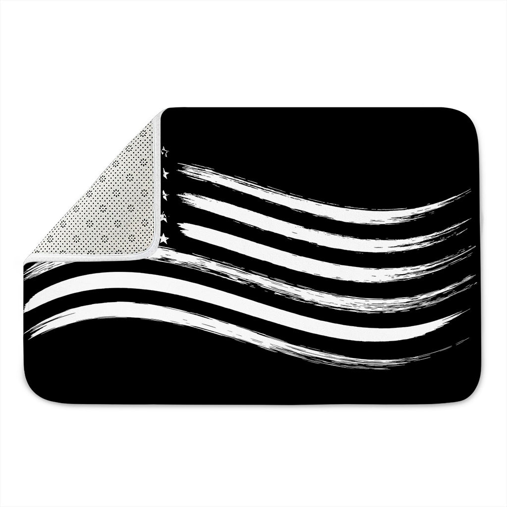 Black And White American Flag Print Indoor Door Mat