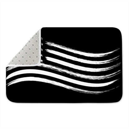 Black And White American Flag Print Indoor Door Mat