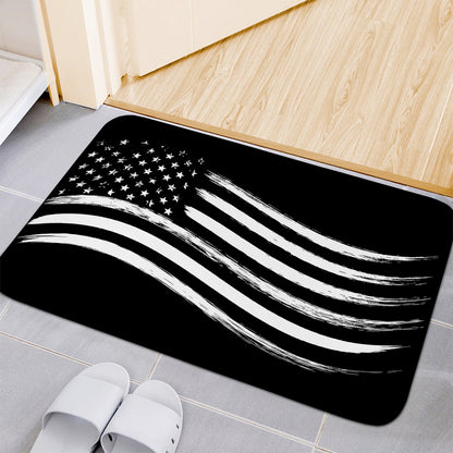 Black And White American Flag Print Indoor Door Mat