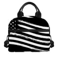 Black And White American Flag Print Insulated Lunch Bag