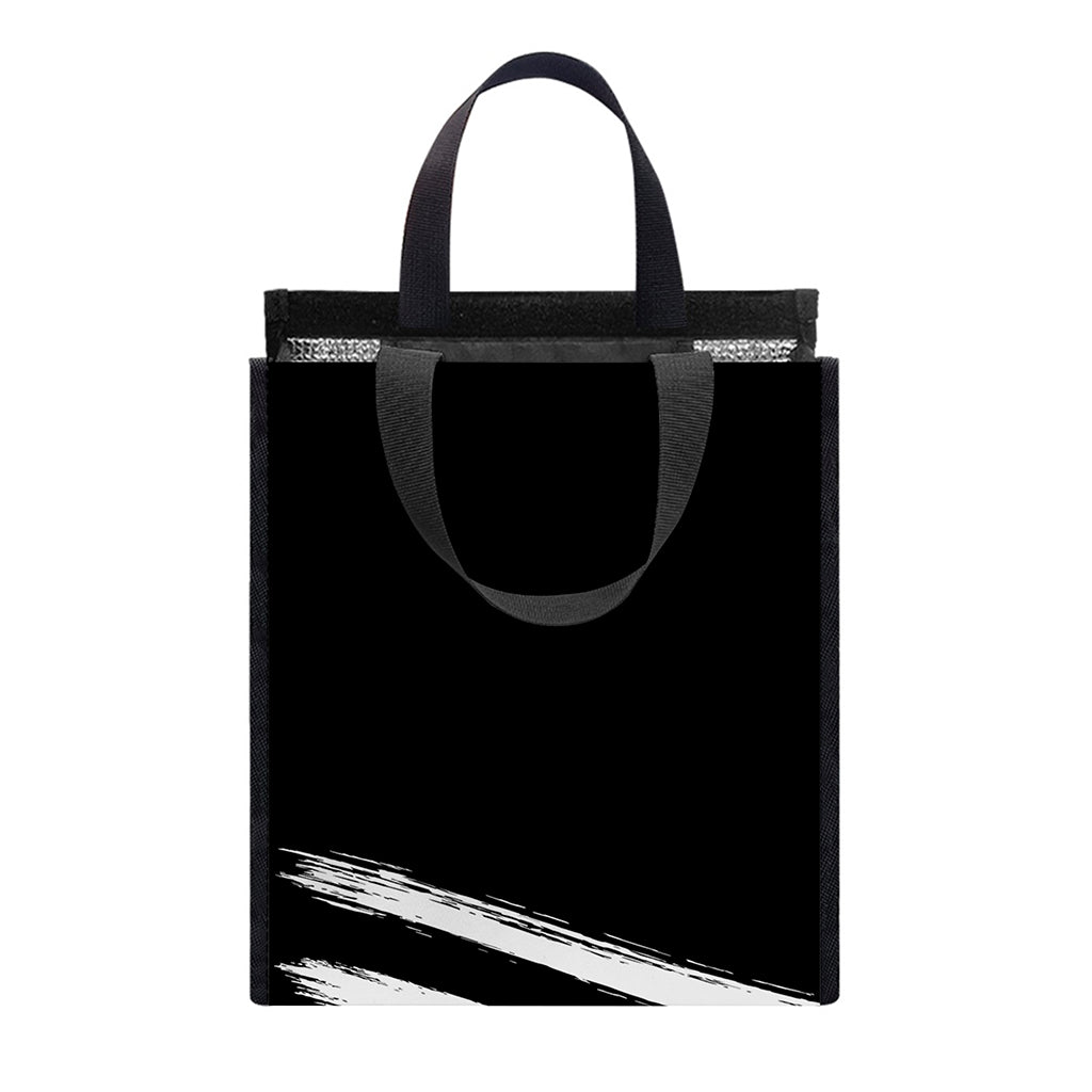 Black And White American Flag Print Insulated Lunch Tote