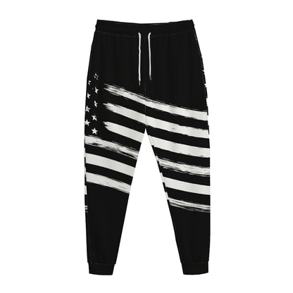 Black And White American Flag Print Jogger Pants
