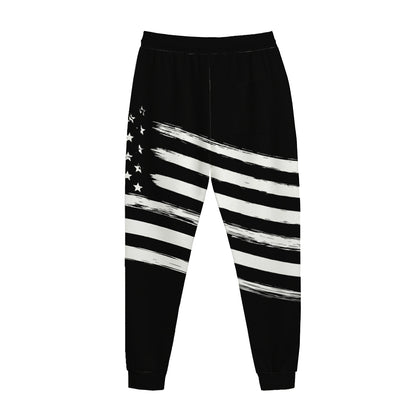 Black And White American Flag Print Jogger Pants