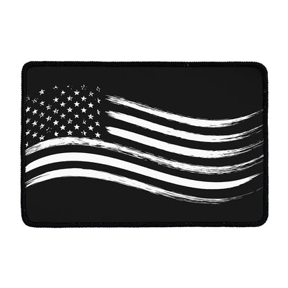 Black And White American Flag Print Kitchen Mat