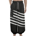 Black And White American Flag Print Lantern Pants