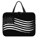 Black And White American Flag Print Laptop Sleeve With Handle