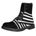 Black And White American Flag Print Lace-Up Boots