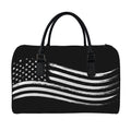 Black And White American Flag Print Leather Duffel Bag