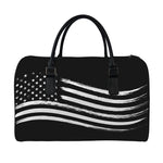 Black And White American Flag Print Leather Duffle Bag