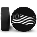 Black And White American Flag Print Leather Spare Tire Cover