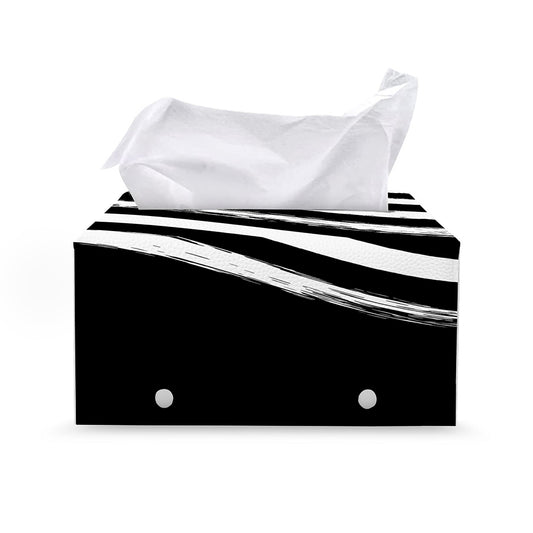 Black And White American Flag Print Leather Tissue Box Cover