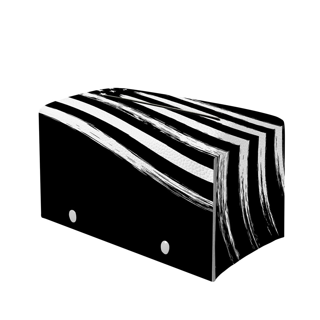 Black And White American Flag Print Leather Tissue Box Cover