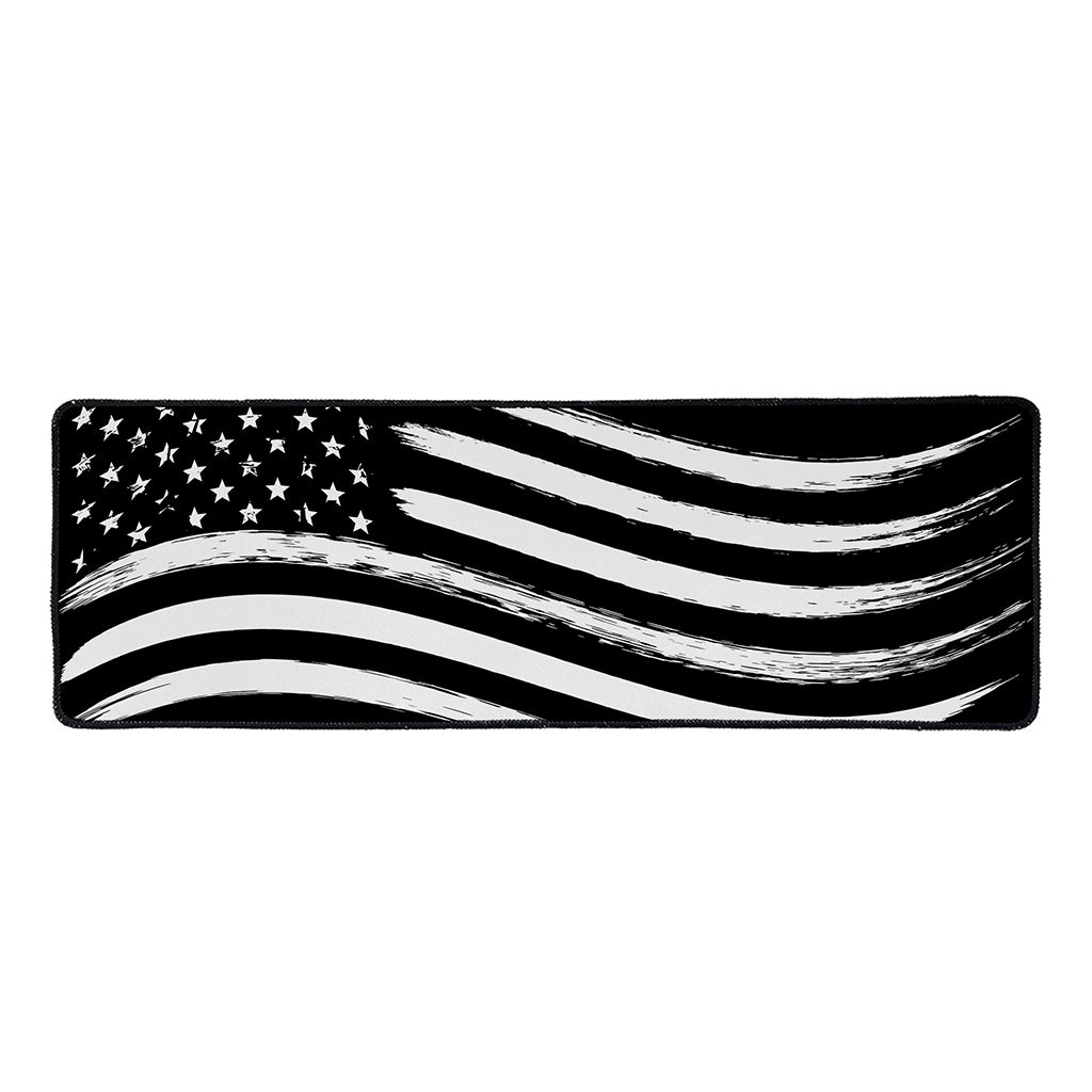 Black And White American Flag Print Long Kitchen Mat