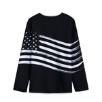 Black And White American Flag Print Long Sleeve Short Coat