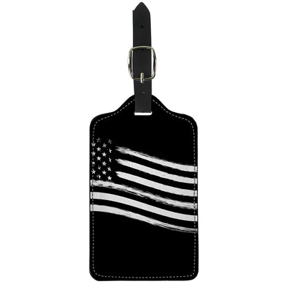 Black And White American Flag Print Luggage Tag
