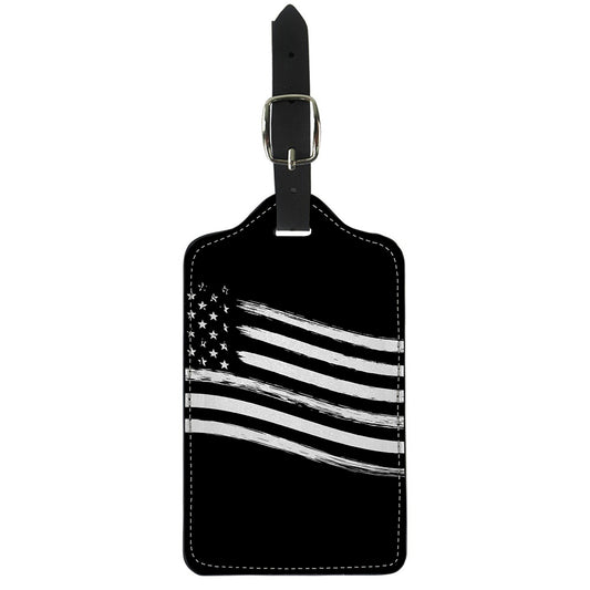 Black And White American Flag Print Luggage Tag