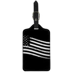 Black And White American Flag Print Luggage Tag