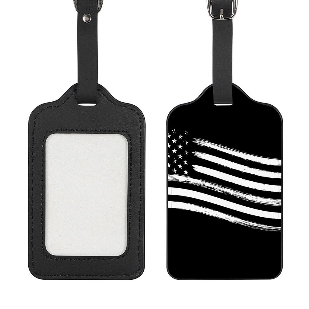 Black And White American Flag Print Luggage Tag