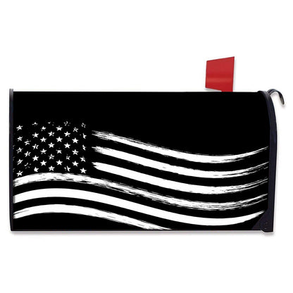 Black And White American Flag Print Mailbox Cover