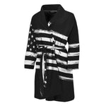Black And White American Flag Print Men's Bathrobe