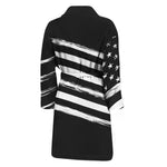 Black And White American Flag Print Men's Bathrobe