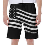 Black And White American Flag Print Men's Beach Shorts