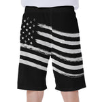 Black And White American Flag Print Men's Beach Shorts