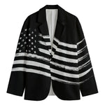 Black And White American Flag Print Men's Blazer
