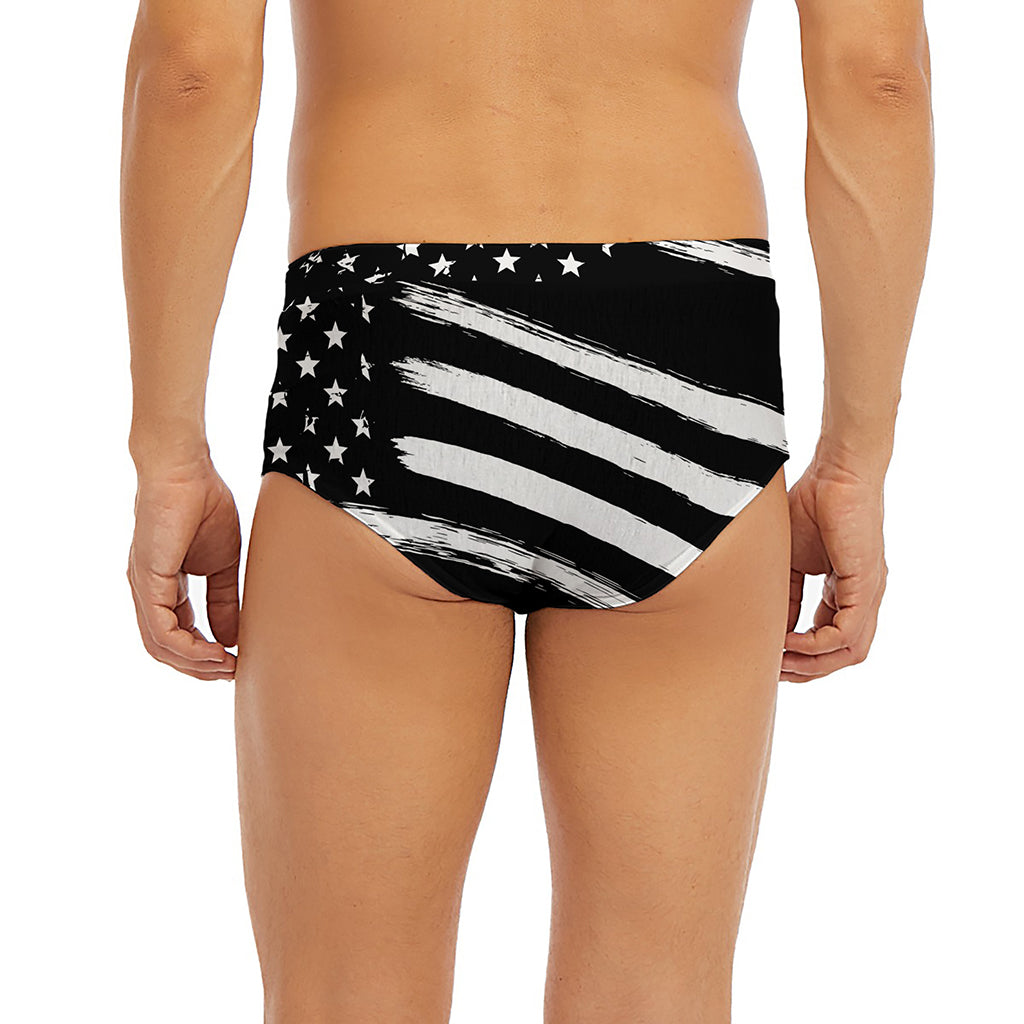 Black And White American Flag Print Men's Briefs