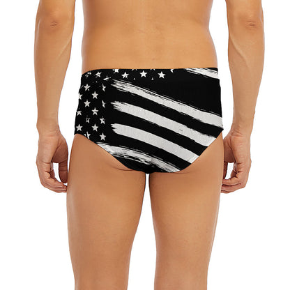 Black And White American Flag Print Men's Briefs