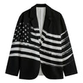 Black And White American Flag Print Men's Cotton Blazer