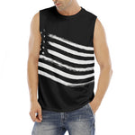 Black And White American Flag Print Men's Fitness Tank Top
