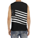 Black And White American Flag Print Men's Fitness Tank Top