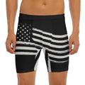 Black And White American Flag Print Men's Long Boxer Briefs