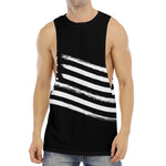 Black And White American Flag Print Men's Muscle Tank Top