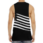Black And White American Flag Print Men's Muscle Tank Top