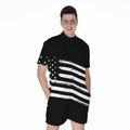 Black And White American Flag Print Men's Romper