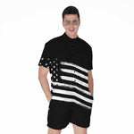 Black And White American Flag Print Men's Rompers