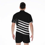 Black And White American Flag Print Men's Rompers