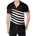 Black And White American Flag Print Men's Shirt