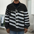 Black And White American Flag Print Men's Shirt Jacket